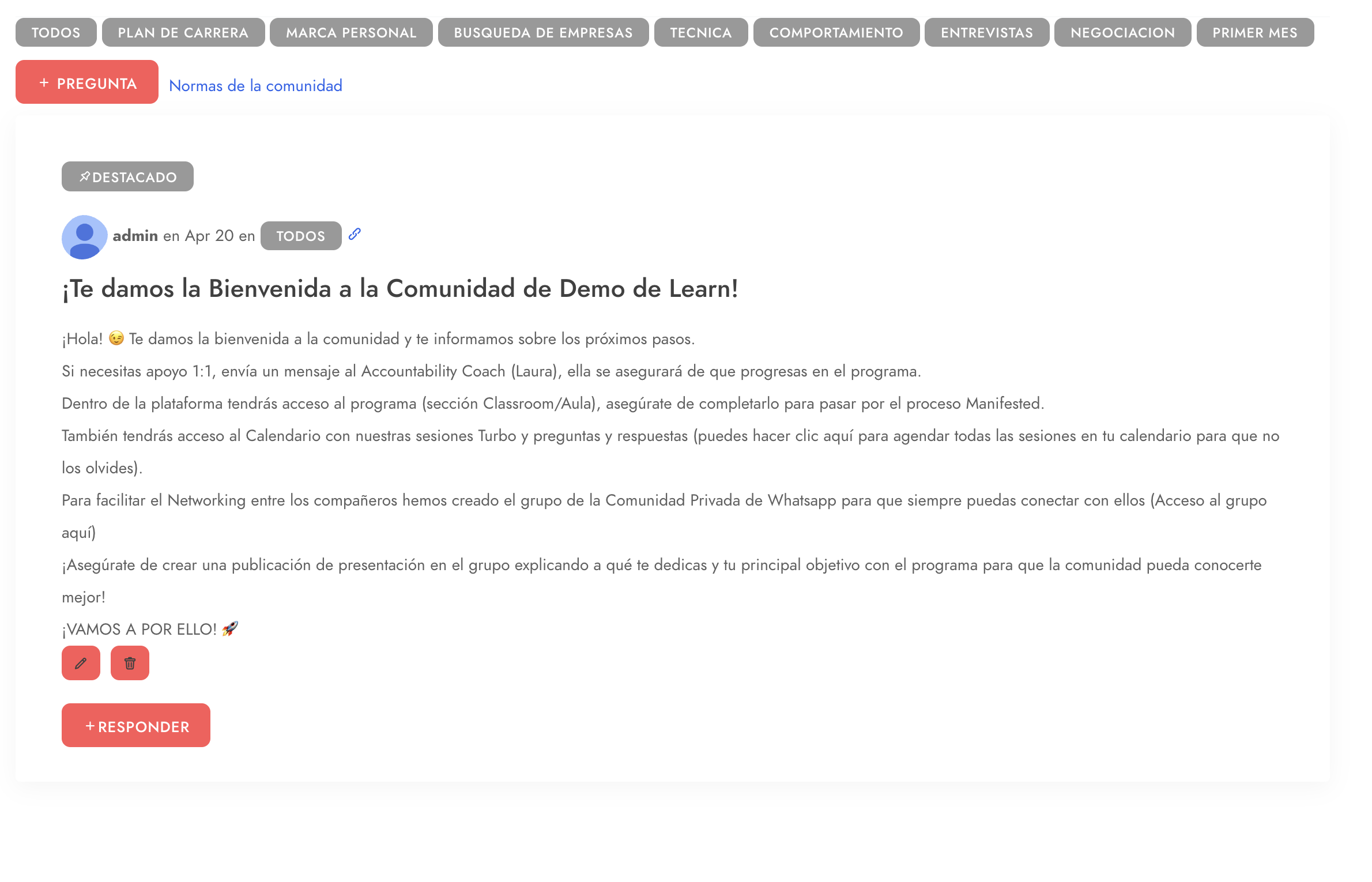 Comunidad y conversaciones